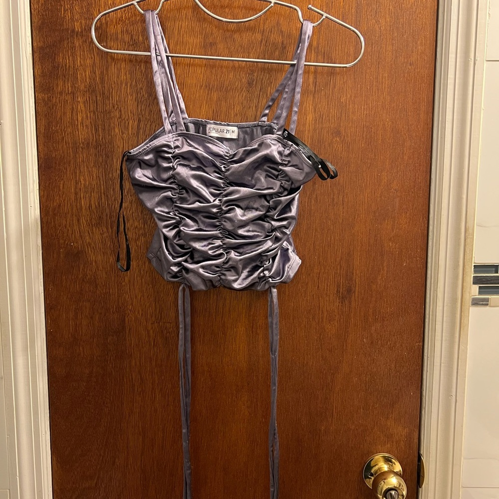 Purple Ruched Crop Top